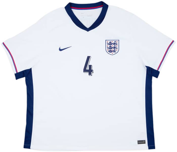 2024-25 England Home Shirt Rice #4 - 8/10 - (3XL)