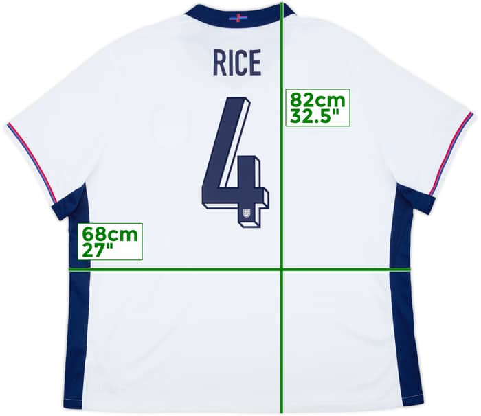 2024-25 England Home Shirt Rice #4 - 8/10 - (3XL)