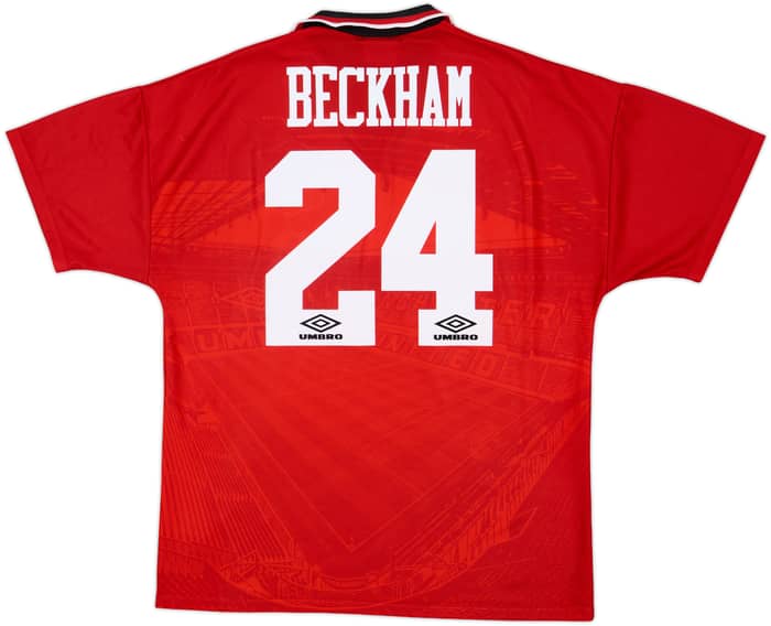1994-96 Manchester United Home Shirt Beckham #24 - 9/10 - (L)