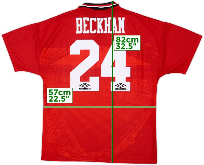 1994-96 Manchester United Home Shirt Beckham #24 - 9/10 - (L)