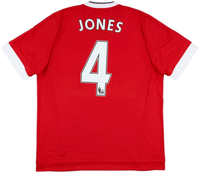 2015-16 Manchester United Home Shirt Jones #4 - 8/10 - (XL)