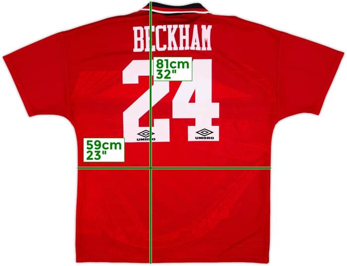 1994-96 Manchester United Home Shirt Beckham #24 - 8/10 - (XL)