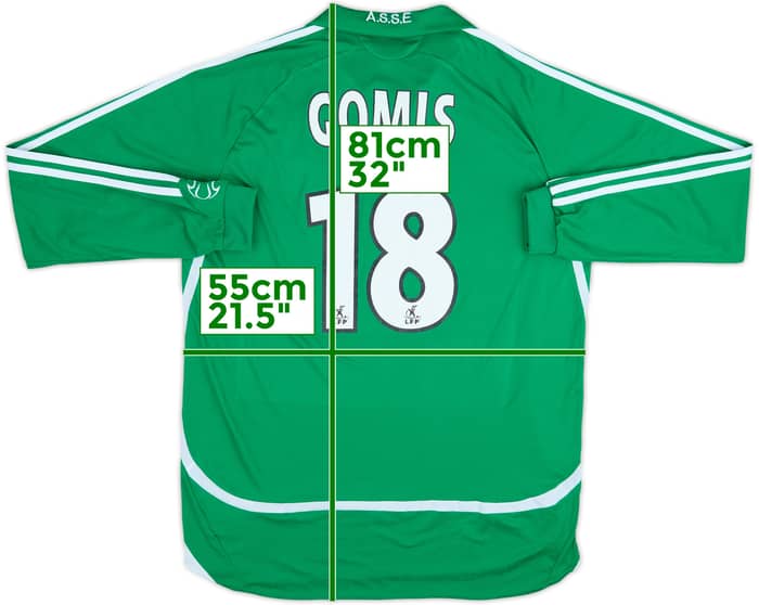 2006-07 Saint Etienne Home L/S Shirt Gomis #18 - 9/10 - (L)