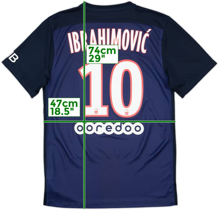 2015-16 Paris Saint-Germain Home Shirt Ibrahimovic #10 - 8/10 - (S)