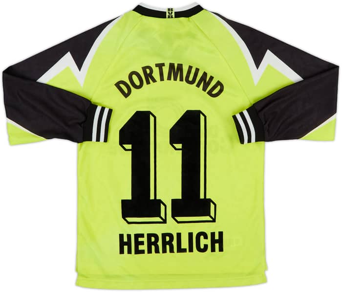 1995-96 Borussia Dortmund Home L/S Shirt Herrlich #11 - 9/10 - (M.Boys)