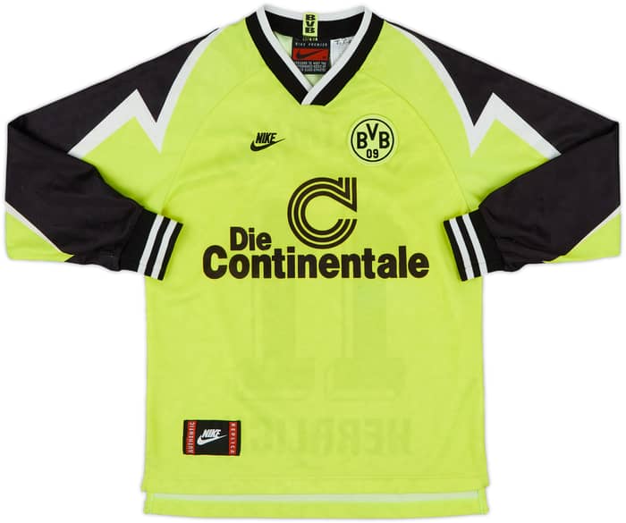 1995-96 Borussia Dortmund Home L/S Shirt Herrlich #11 - 9/10 - (M.Boys)