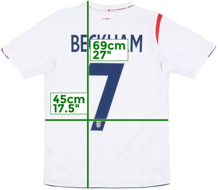 2005-07 England Home Shirt Beckham #7 - 8/10 - (XL.Boys)