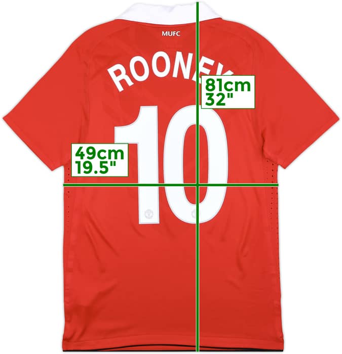 2010-11 Manchester United Authentic Home Shirt Rooney #10 (M)