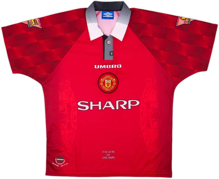 1996-98 Manchester United Home Shirt Johnsen #5 - 7/10 - (M)