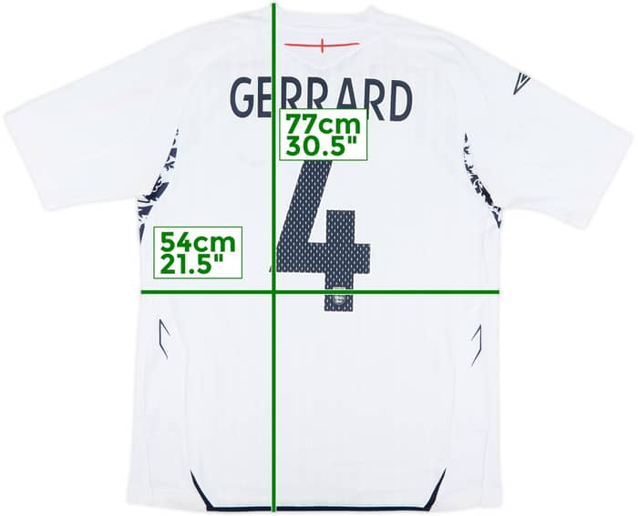 2007-09 England Home Shirt Gerrard #4 - 6/10 - (L)