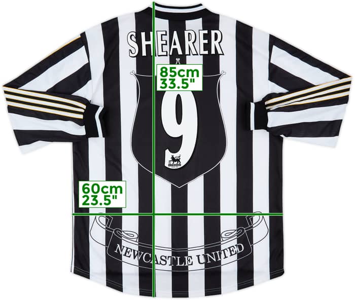 1997-99 Newcastle Home L/S Shirt Shearer #9 - 10/10 - (XL)