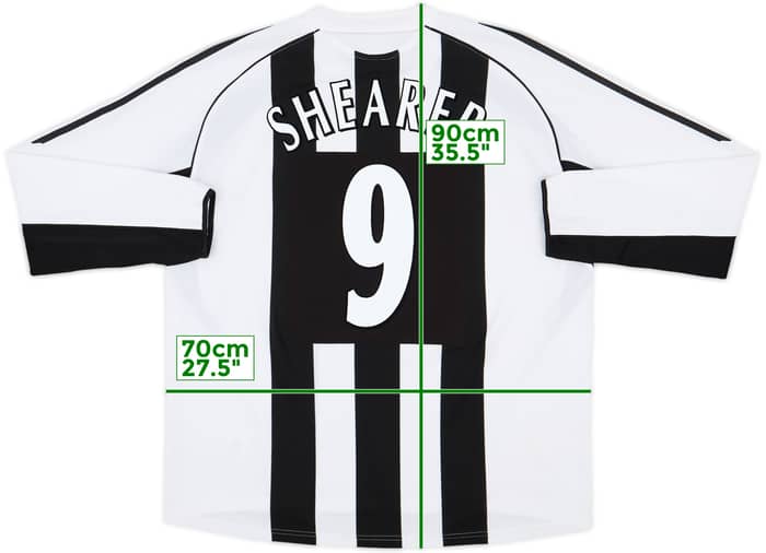 2005-07 Newcastle Home L/S Shirt Shearer #9 - 7/10 - (XXL)