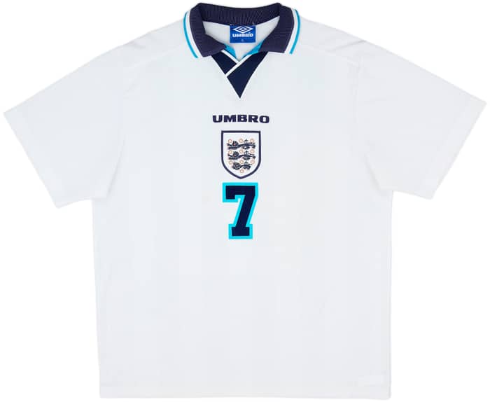 1995-97 England Home Shirt Beckham #7 - 8/10 - (XL)