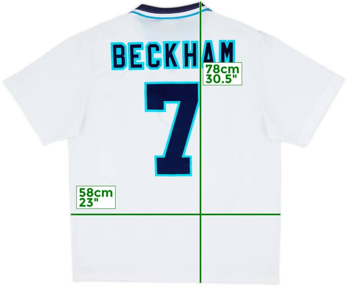 1995-97 England Home Shirt Beckham #7 - 8/10 - (XL)