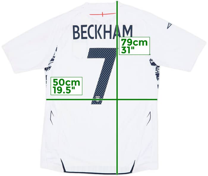 2007-09 England Home Shirt Beckham #7 - 6/10 - (M)