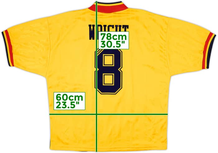 1993-94 Arsenal Away Shirt Wright #8 - 9/10 - (L/XL)