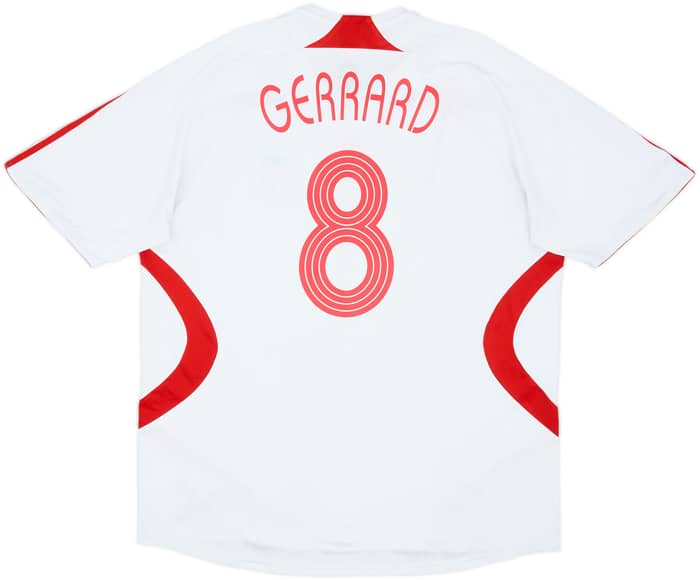Camiseta de visitante del Liverpool 2007-08 Gerrard #8 - 5/10 - (XXL)