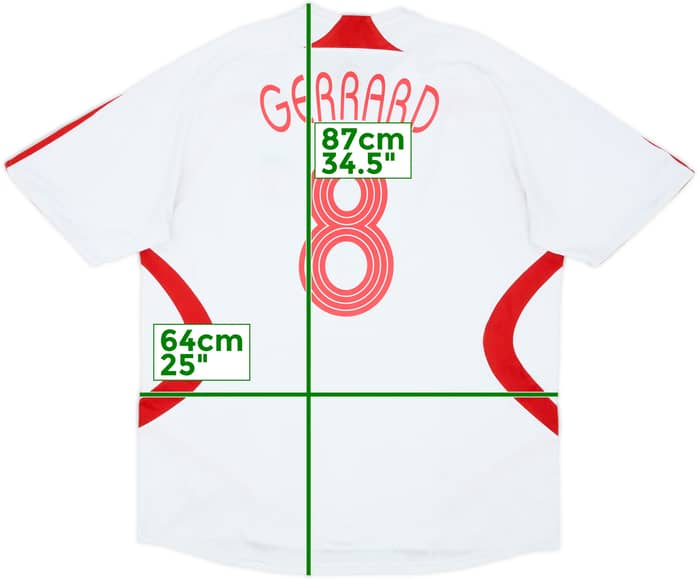 Camiseta de visitante del Liverpool 2007-08 Gerrard #8 - 5/10 - (XXL)