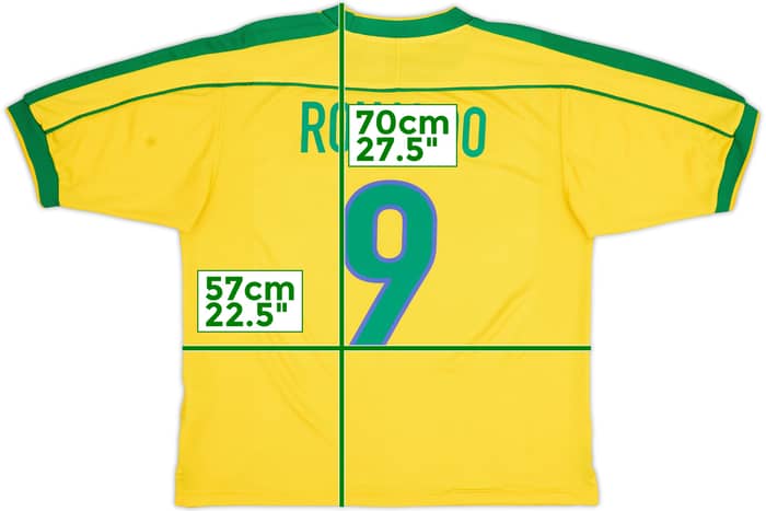 1998-00 Brazil Home Shirt Ronaldo #9 - 8/10 - (M)