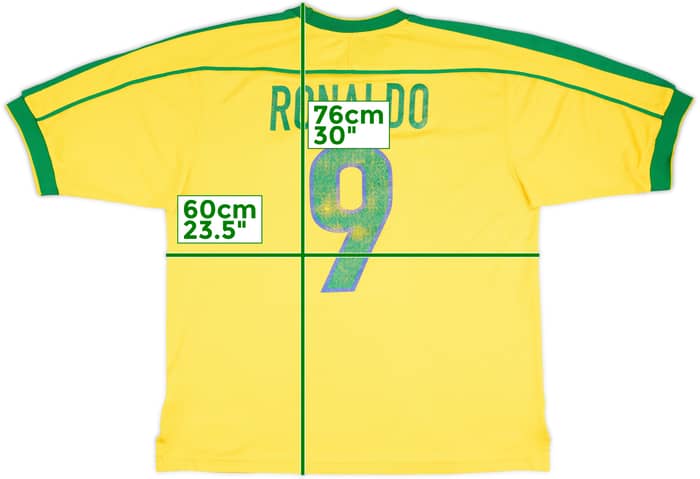 1998-00 Brasil Camiseta Local Ronaldo #9 - 5/10 - (XL)