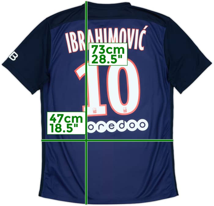 2015-16 Paris Saint-Germain Home Shirt Ibrahimovic #10 - 9/10 - (M)