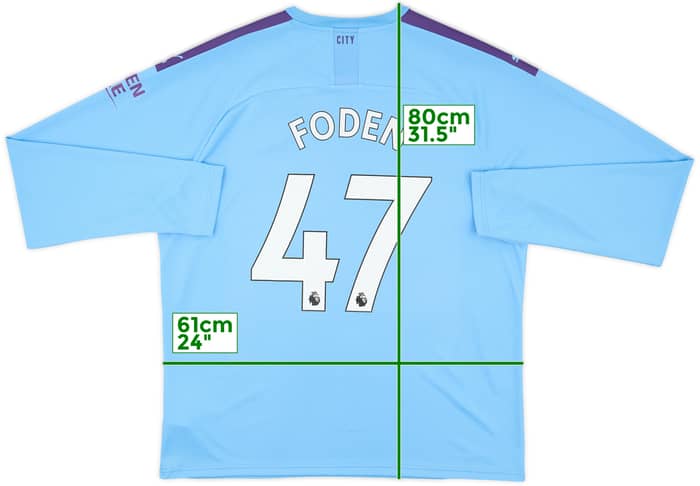 2019-20 Manchester City Home L/S Shirt Foden #47 - 8/10 - (XXL)