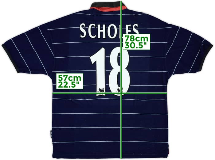 1999-00 Manchester United Away Shirt Scholes #18 - 9/10 - (L)