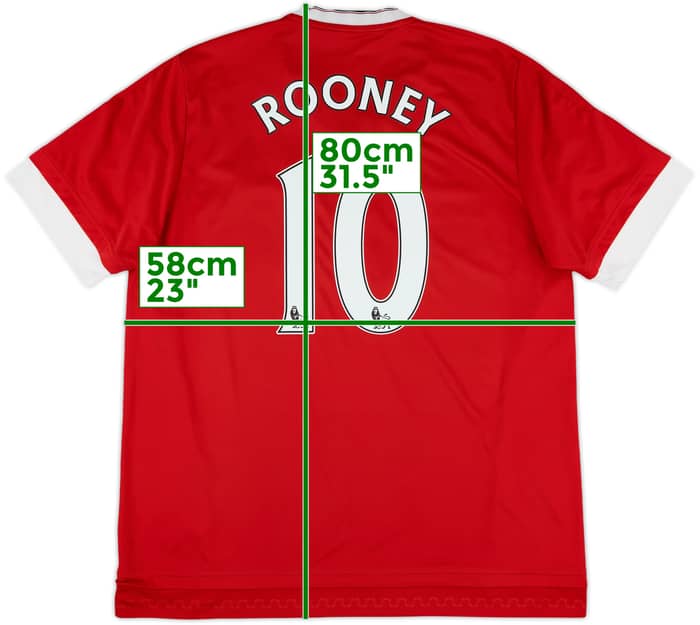 2015-16 Manchester United Home Shirt Rooney #10 - 6/10 - (XL)