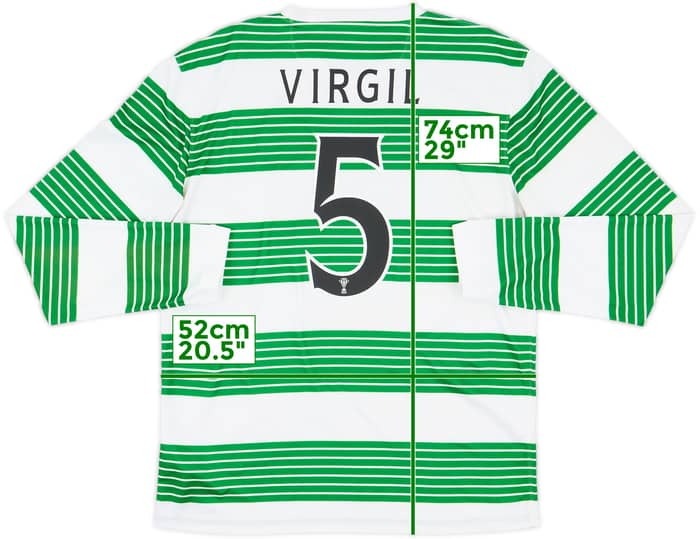 2013-15 Celtic Home L/S Shirt Virgil #5 - 9/10 - (M)