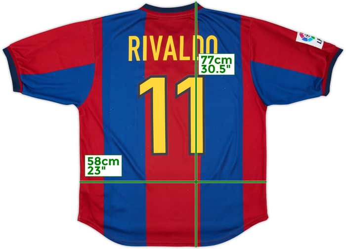 1998-00 Barcelona Home Shirt Rivaldo #11 - 8/10 - (L)