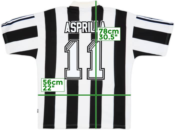 1995-97 Newcastle Home Shirt Asprilla #11 - 8/10 - (L)