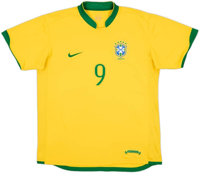 2006-08 Brazil Home Shirt Ronaldo #9 - 7/10 - (L)