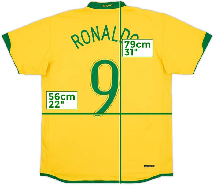 2006-08 Brazil Home Shirt Ronaldo #9 - 7/10 - (L)