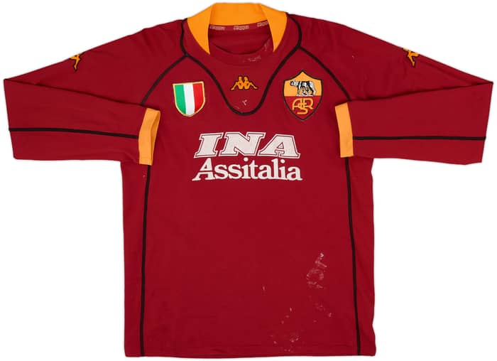 2001-02 Roma Home L/S Shirt Totti #10 - 5/10 - (L)