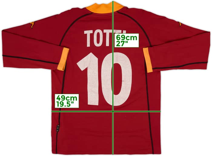 2001-02 Roma Home L/S Shirt Totti #10 - 5/10 - (L)