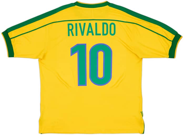 1998-00 Brazil Home Shirt Rivaldo #10 - 8/10 - (L)