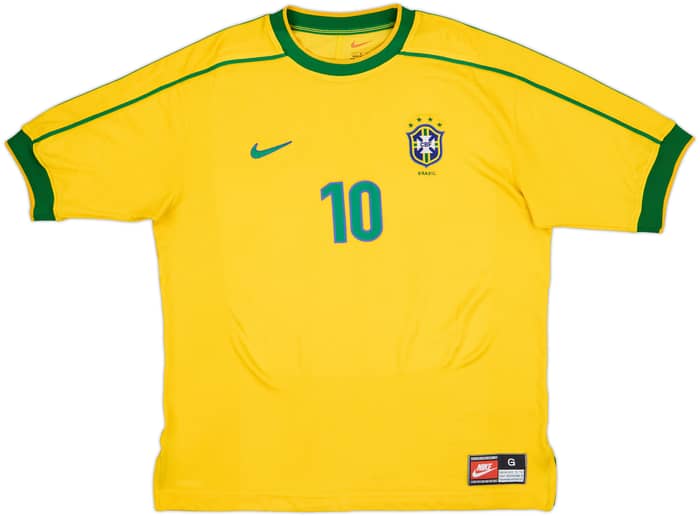 1998-00 Brazil Home Shirt Rivaldo #10 - 8/10 - (L)