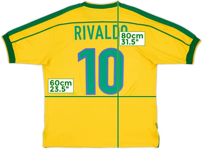1998-00 Brazil Home Shirt Rivaldo #10 - 8/10 - (L)