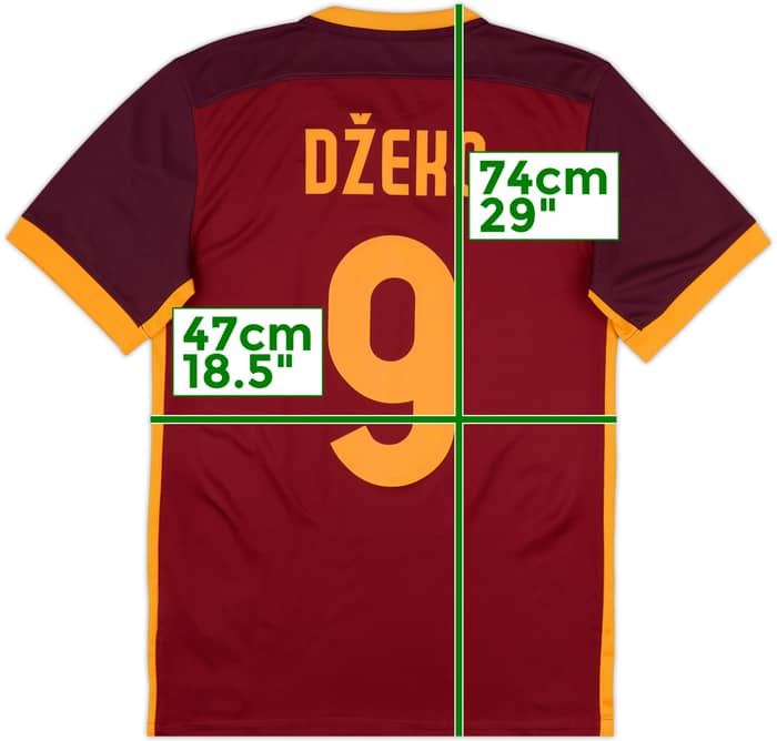 2015-16 Roma Home Shirt Dzeko #9 - 8/10 - (S)