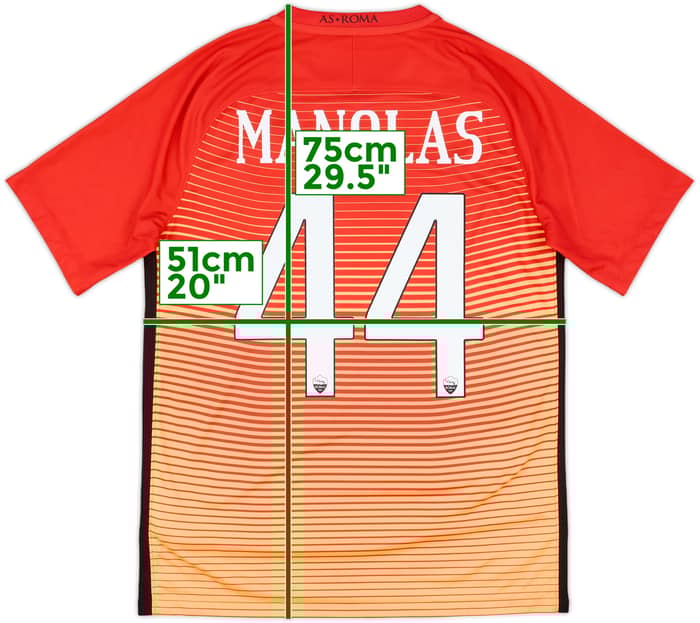 2016-17 Roma Third Shirt Manolas #44 - 8/10 - (M)