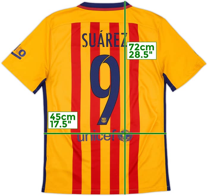 2015-16 Barcelona Away Shirt Suarez #9 - 6/10 - (S)