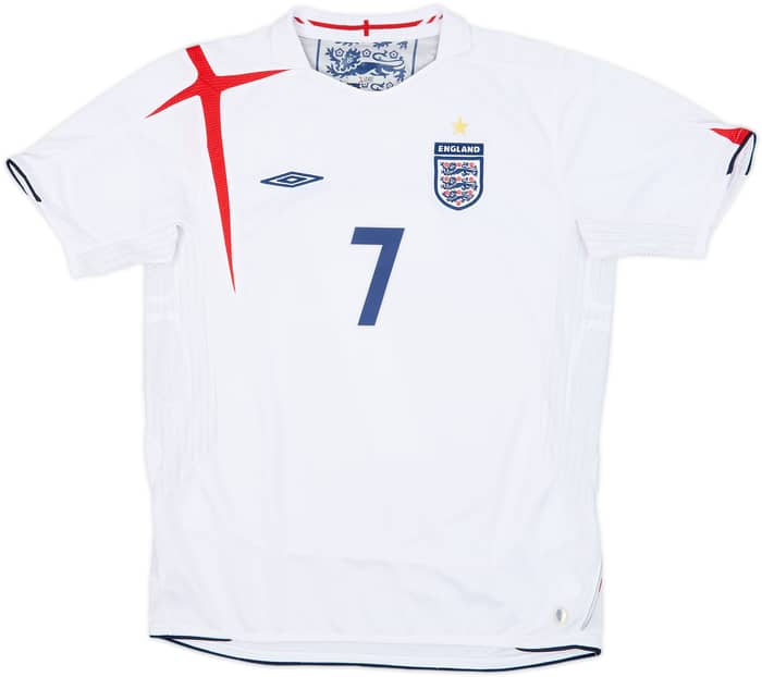 2005-07 England Home Shirt Beckham #7 - 8/10 - (XL.Boys)