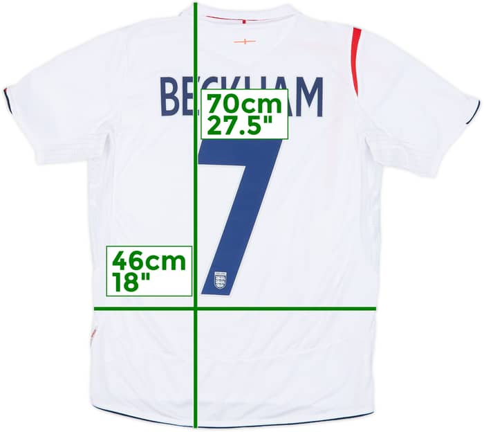 2005-07 England Home Shirt Beckham #7 - 8/10 - (XL.Boys)