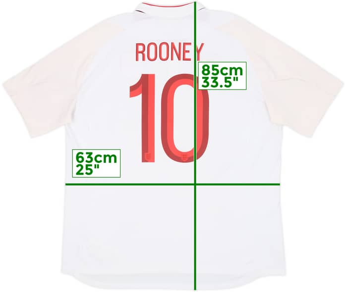 2012-13 England Home Shirt Rooney #10 - 6/10 - (XXL)