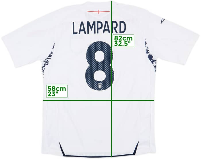2007-09 England Home Shirt Lampard #8 - 7/10 - (XL)