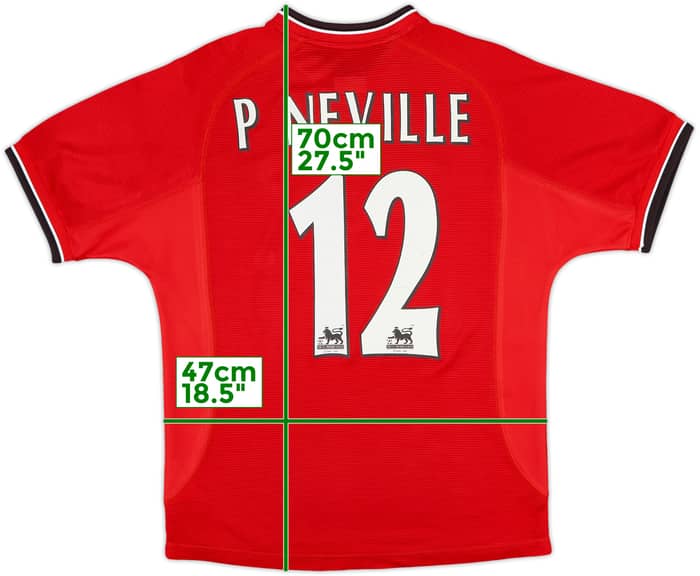 2000-02 Manchester United Home Shirt P.Neville #12 - 7/10 - (L.Boys)