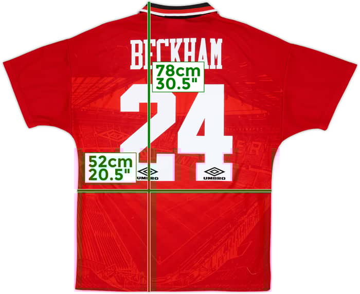 1994-96 Manchester United Home Shirt Beckham #24 - 8/10 - (M)