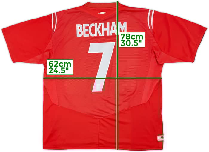2004-06 England Away Shirt Beckham #7 - 6/10 - (XXL)