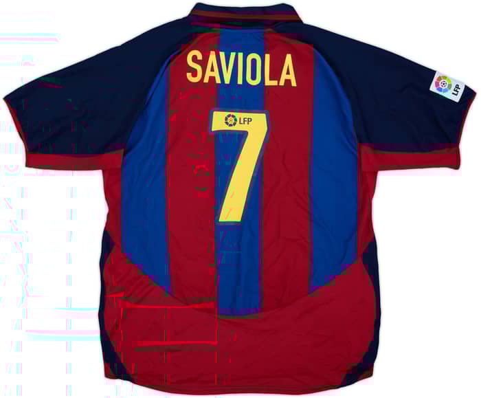 2003-04 Barcelona Home Shirt Saviola #7 - 9/10 - (XL)