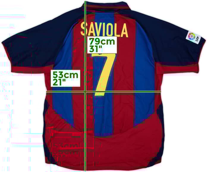 2003-04 Barcelona Home Shirt Saviola #7 - 9/10 - (XL)